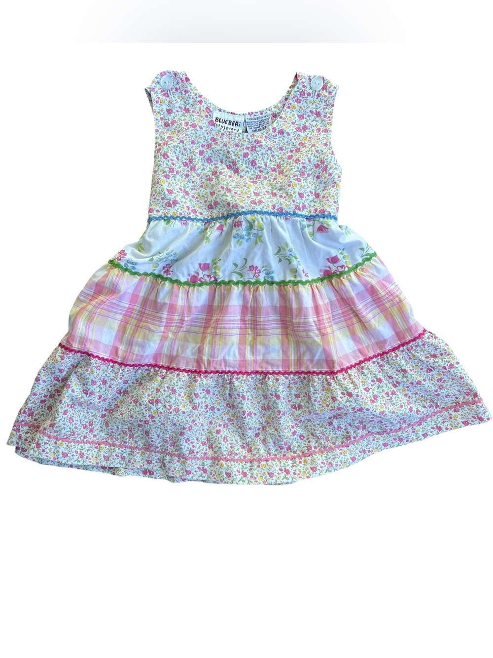 Toddler Girls’ Patchwork Floral Sundress Blueberi Boulevard 3T Vintage Ric Rac